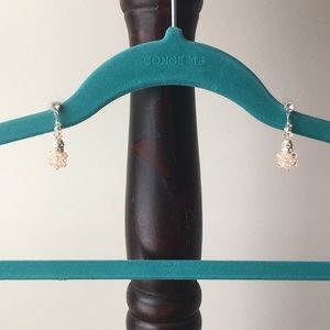 Pink and CZ dangle earrings set